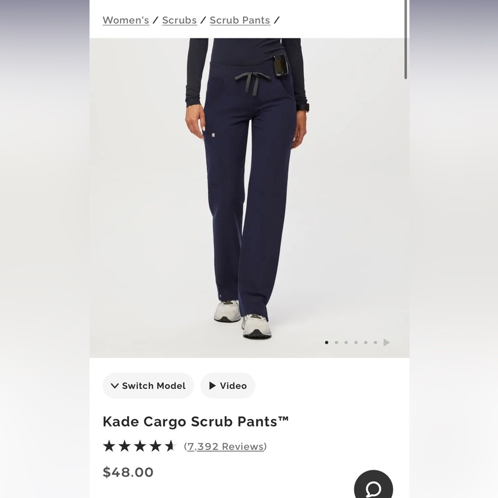 Kade Cargo Navy Small Petite FIGS scrub pants